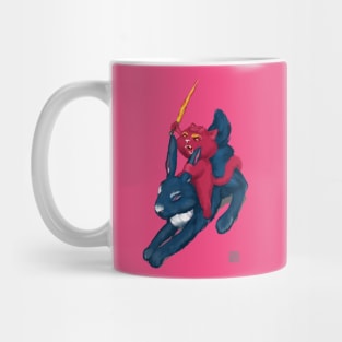 vivamagenta's cat-rider on blueriver rabbit Mug